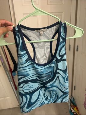 Papyrus Light Blue & Navy Swirl Racerback Tankini Top